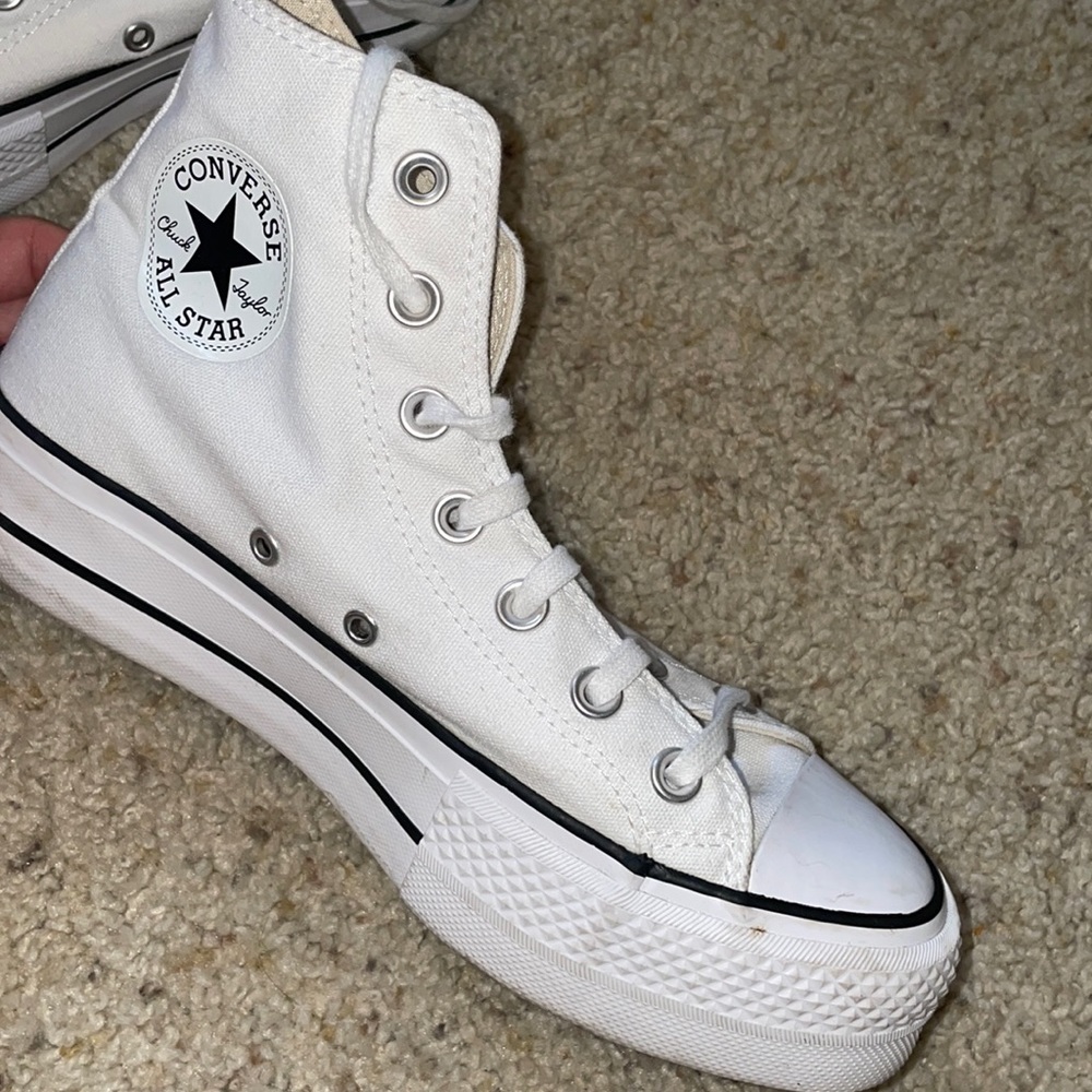 white high top platform converse